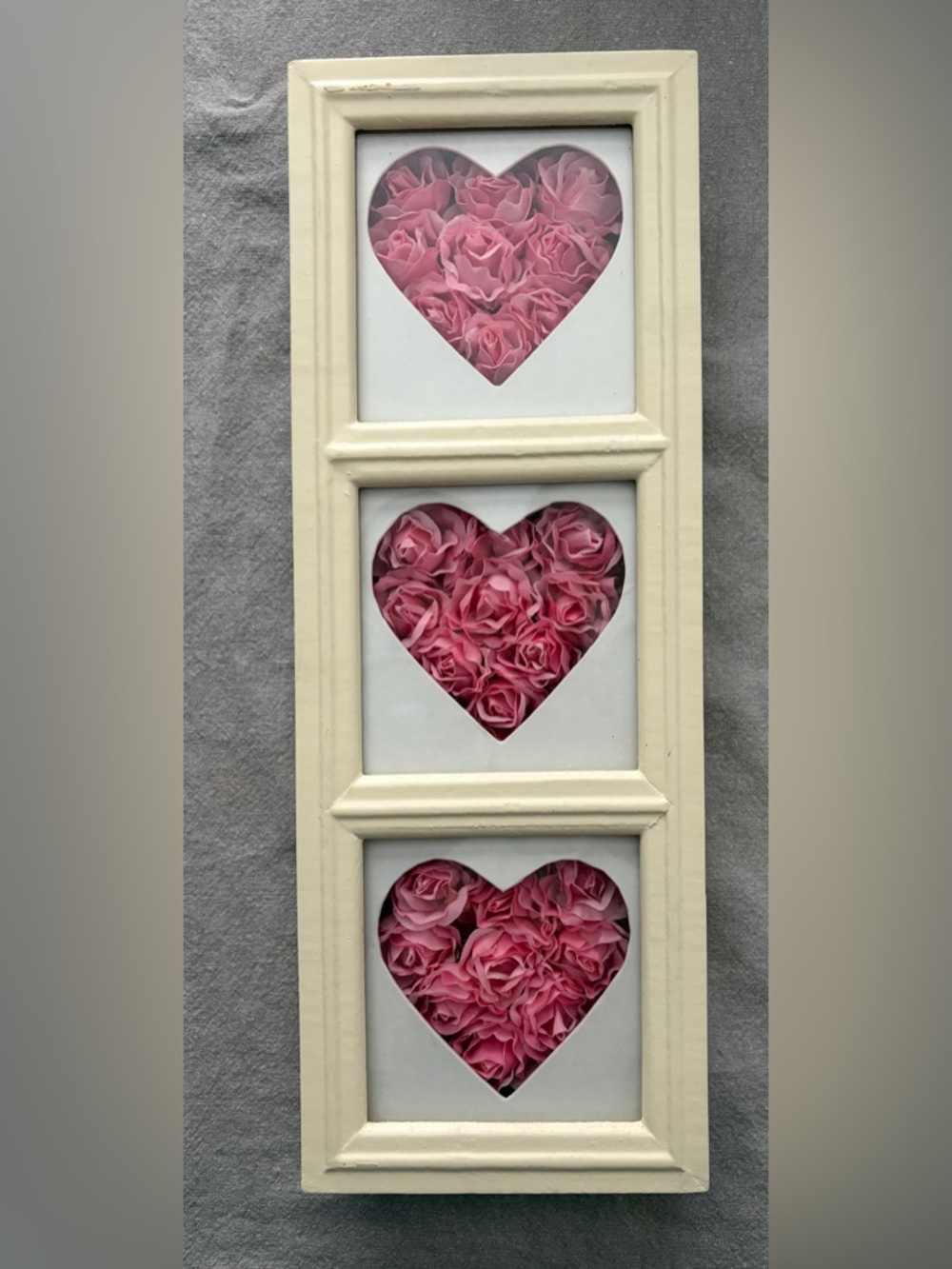Shabby Chic Shadow Box Wall Hanging Pink Roses
